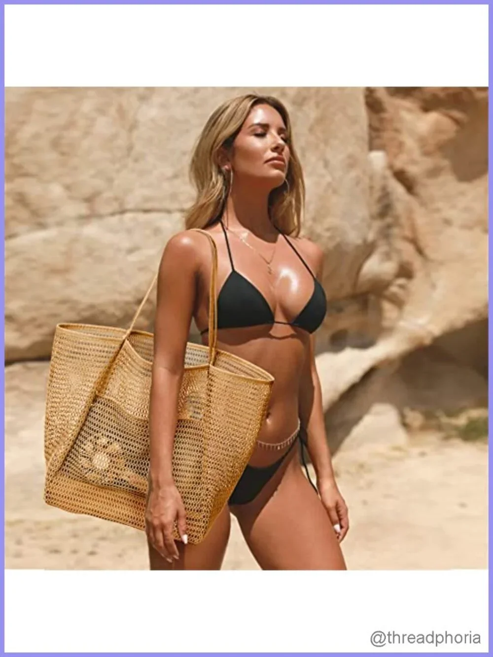 23L Mesh Beach Tote Bag Foldable Hobo Shoulder Bag Nylon